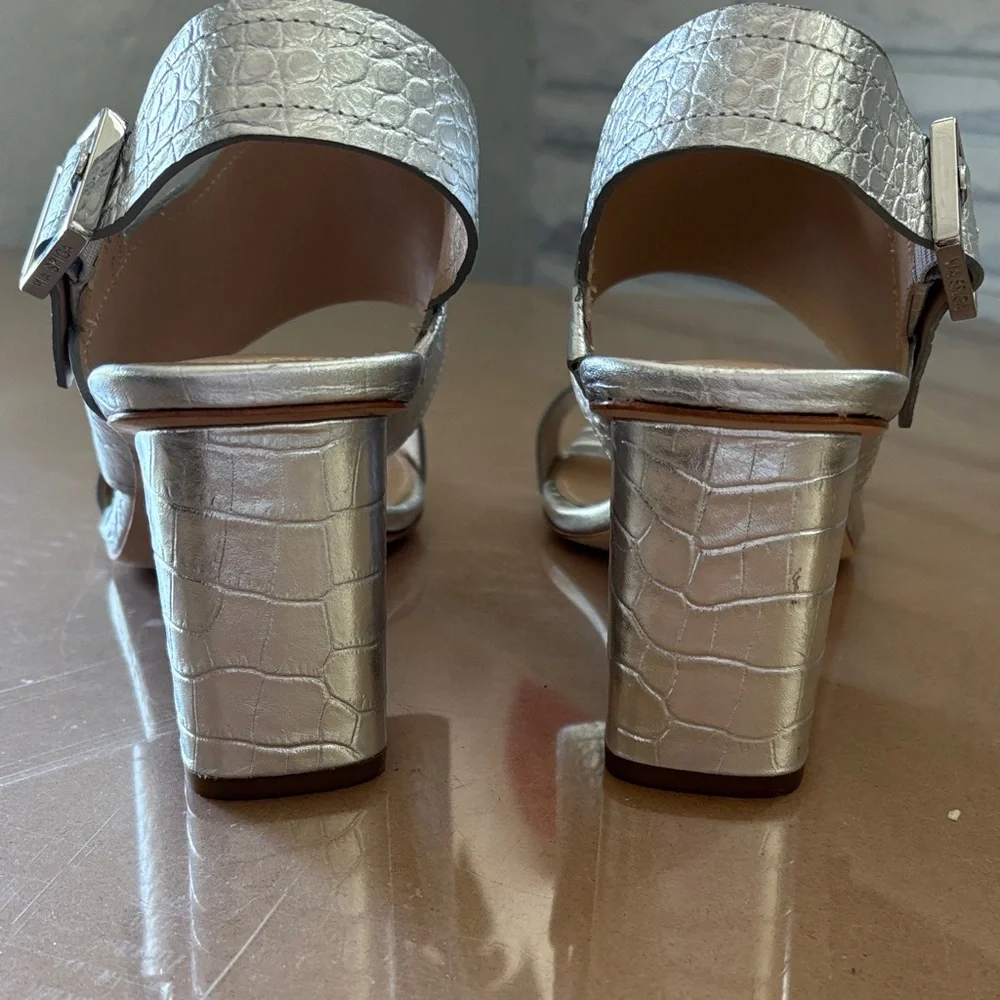 Via Spiga Metallic Croc-Embossed Sandals Sz 8.5 - Picture 5 of 5